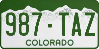 CO license plate 987TAZ