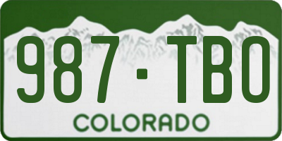 CO license plate 987TBO