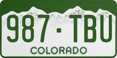 CO license plate 987TBU