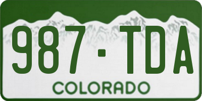 CO license plate 987TDA