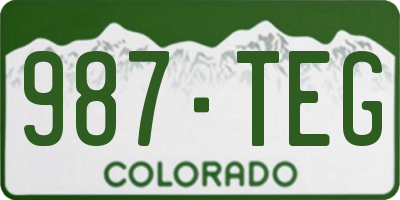 CO license plate 987TEG