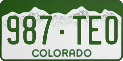 CO license plate 987TEO