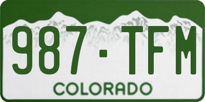 CO license plate 987TFM