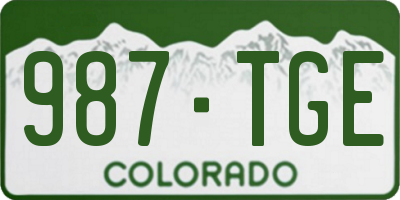 CO license plate 987TGE