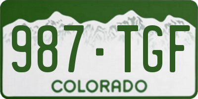 CO license plate 987TGF