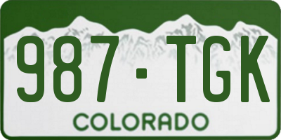 CO license plate 987TGK