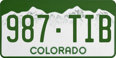 CO license plate 987TIB