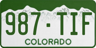 CO license plate 987TIF