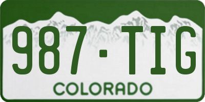 CO license plate 987TIG