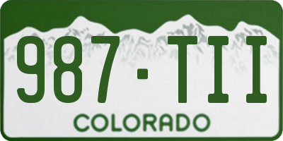 CO license plate 987TII