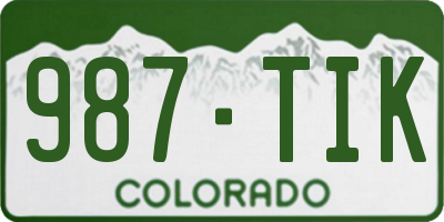 CO license plate 987TIK