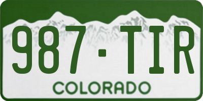 CO license plate 987TIR