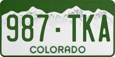 CO license plate 987TKA