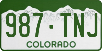 CO license plate 987TNJ
