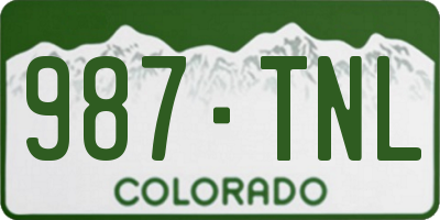 CO license plate 987TNL