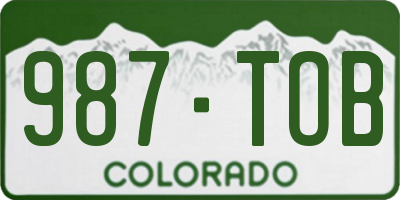 CO license plate 987TOB