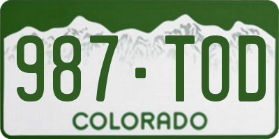 CO license plate 987TOD