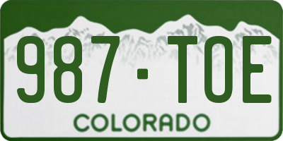 CO license plate 987TOE