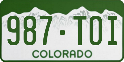 CO license plate 987TOI