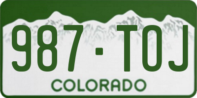 CO license plate 987TOJ