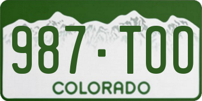 CO license plate 987TOO