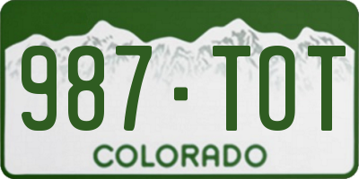 CO license plate 987TOT