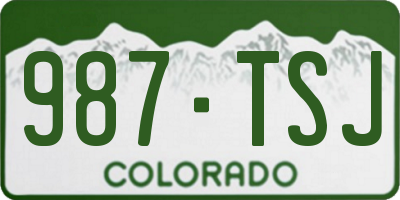 CO license plate 987TSJ