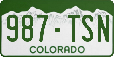 CO license plate 987TSN