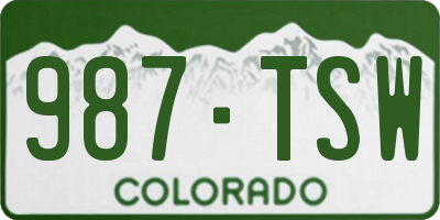 CO license plate 987TSW