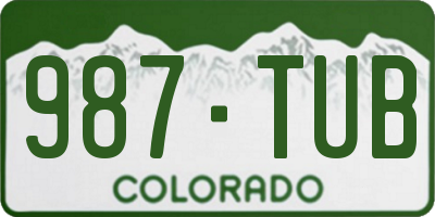 CO license plate 987TUB