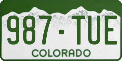 CO license plate 987TUE