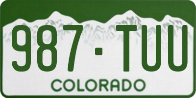 CO license plate 987TUU