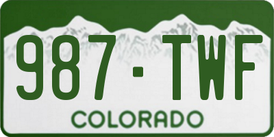 CO license plate 987TWF