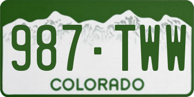 CO license plate 987TWW