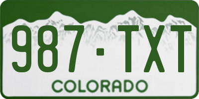 CO license plate 987TXT