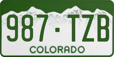 CO license plate 987TZB