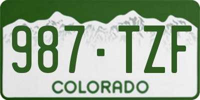 CO license plate 987TZF