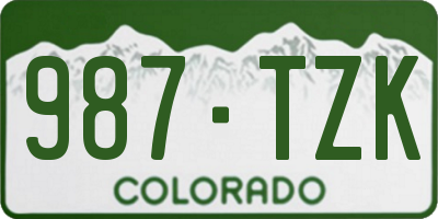 CO license plate 987TZK