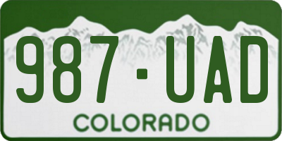 CO license plate 987UAD