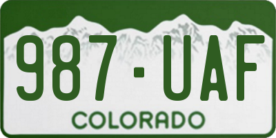 CO license plate 987UAF