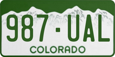 CO license plate 987UAL