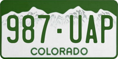 CO license plate 987UAP