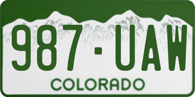 CO license plate 987UAW