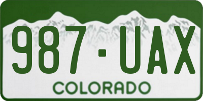 CO license plate 987UAX