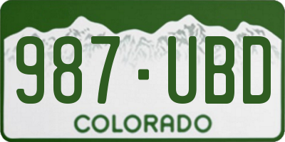 CO license plate 987UBD