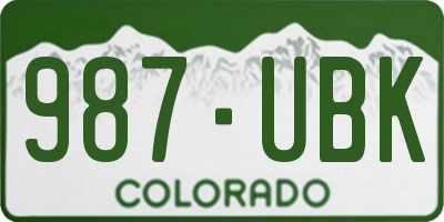 CO license plate 987UBK