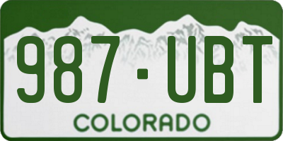 CO license plate 987UBT