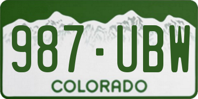CO license plate 987UBW