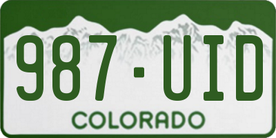 CO license plate 987UID