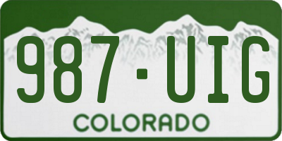 CO license plate 987UIG